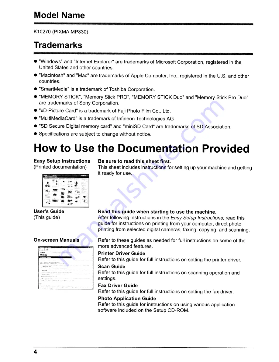 Canon PIXMA MP830 User Manual Download Page 6