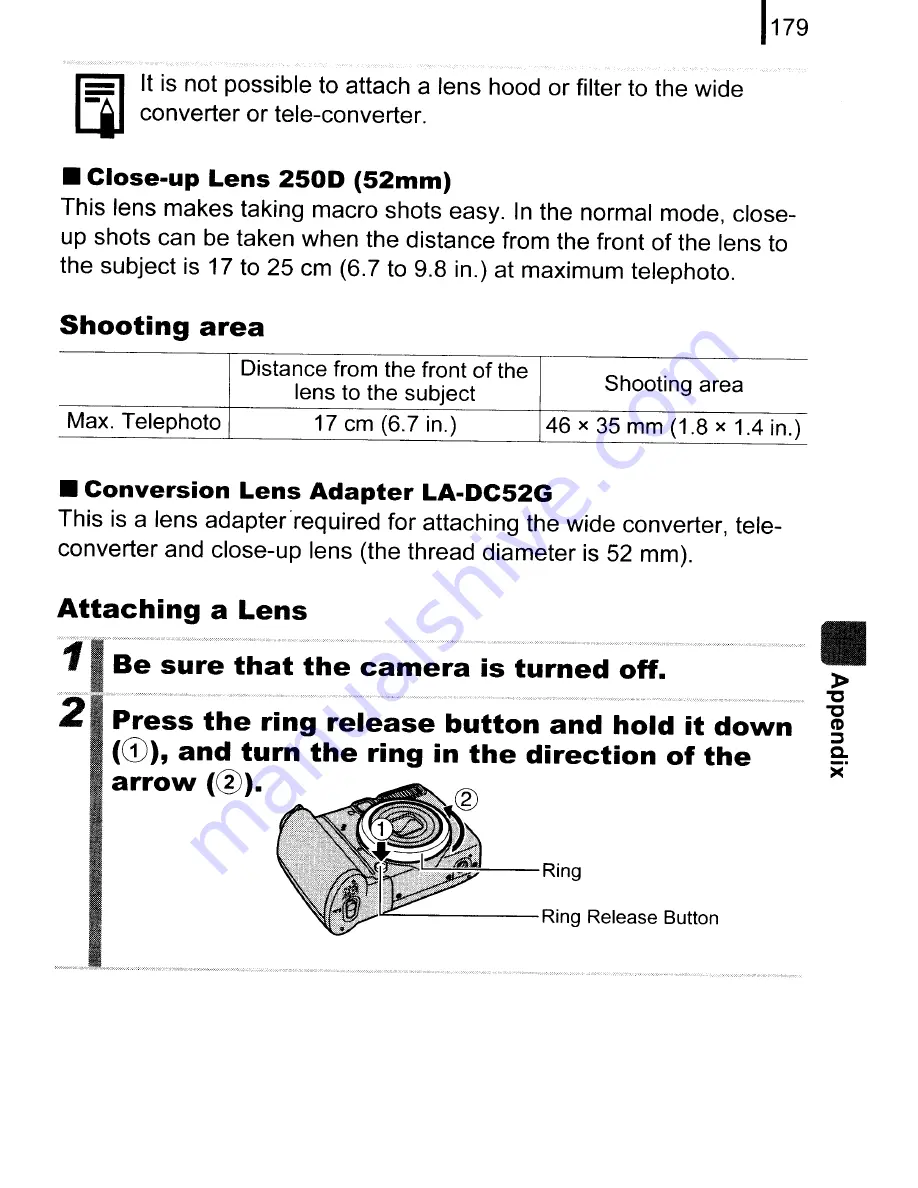 Canon PowerShot A590 IS User Manual Download Page 181