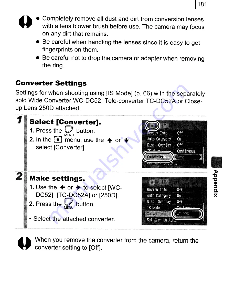 Canon PowerShot A590 IS User Manual Download Page 183