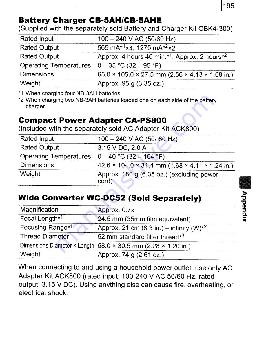 Canon PowerShot A590 IS User Manual Download Page 197