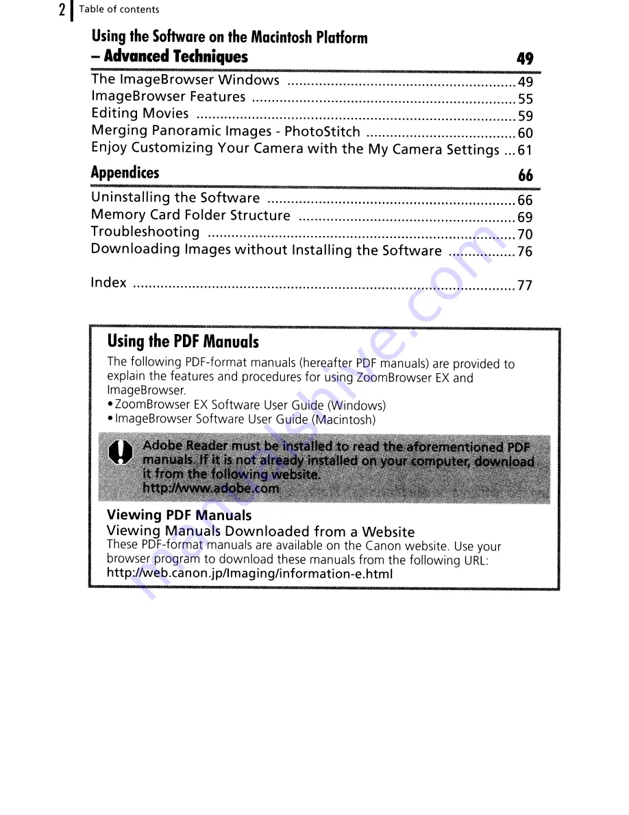 Canon PowerShot A590 IS User Manual Download Page 216