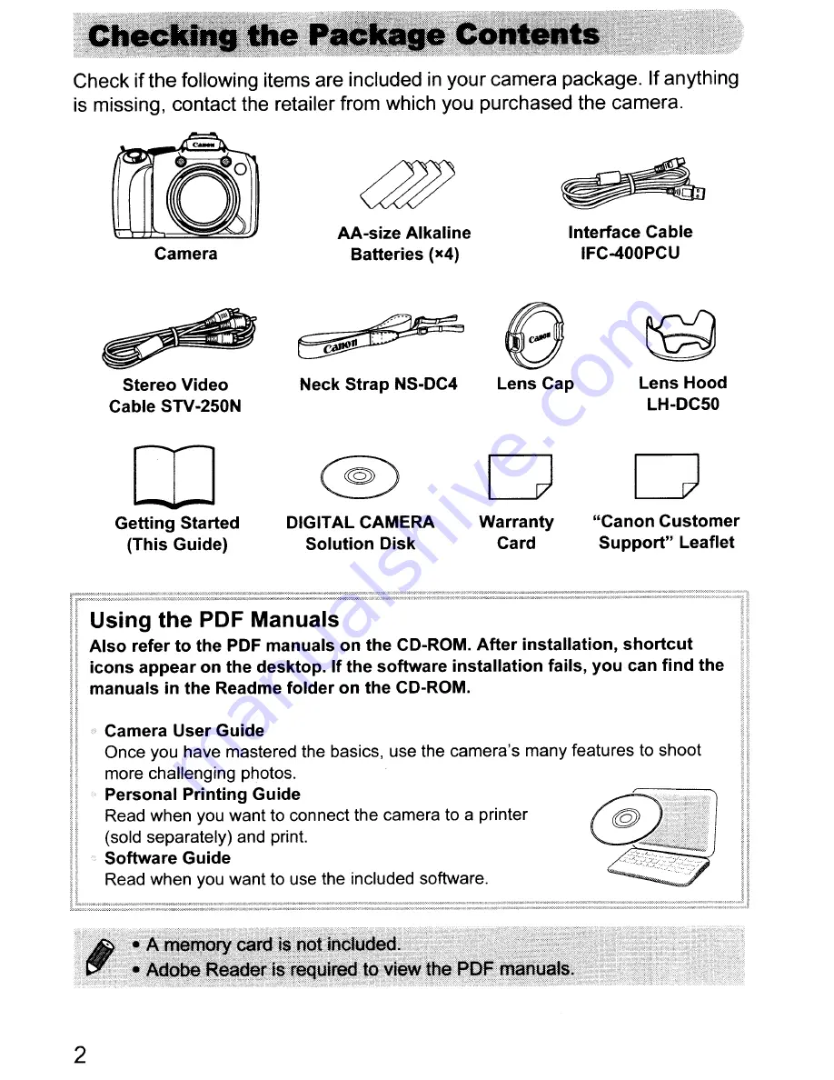 Canon Powershot SX20 IS Скачать руководство пользователя страница 2