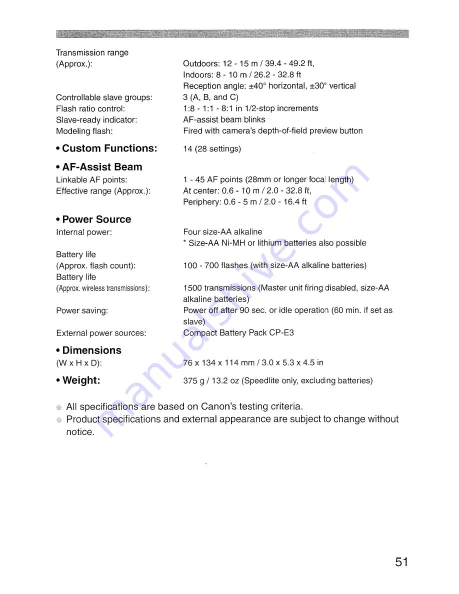 Canon Speedlite 58OEX Instruction Manual Download Page 51