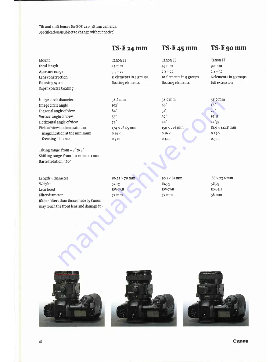 Canon TS E User Manual Download Page 18