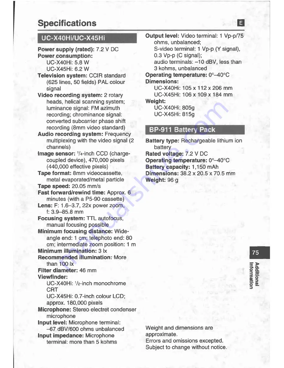 Canon UC-X40 Hi Instruction Manual Download Page 75