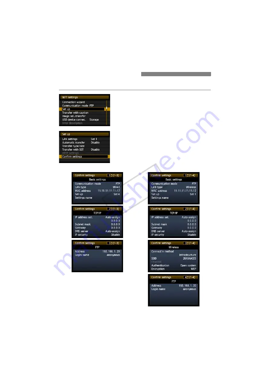 Canon WFT-E4A Instruction Manual Download Page 58