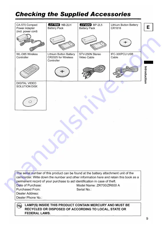 Canon ZR600 Instruction Manual Download Page 9