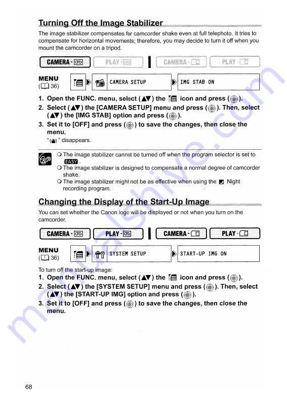 Canon ZR600 Instruction Manual Download Page 68