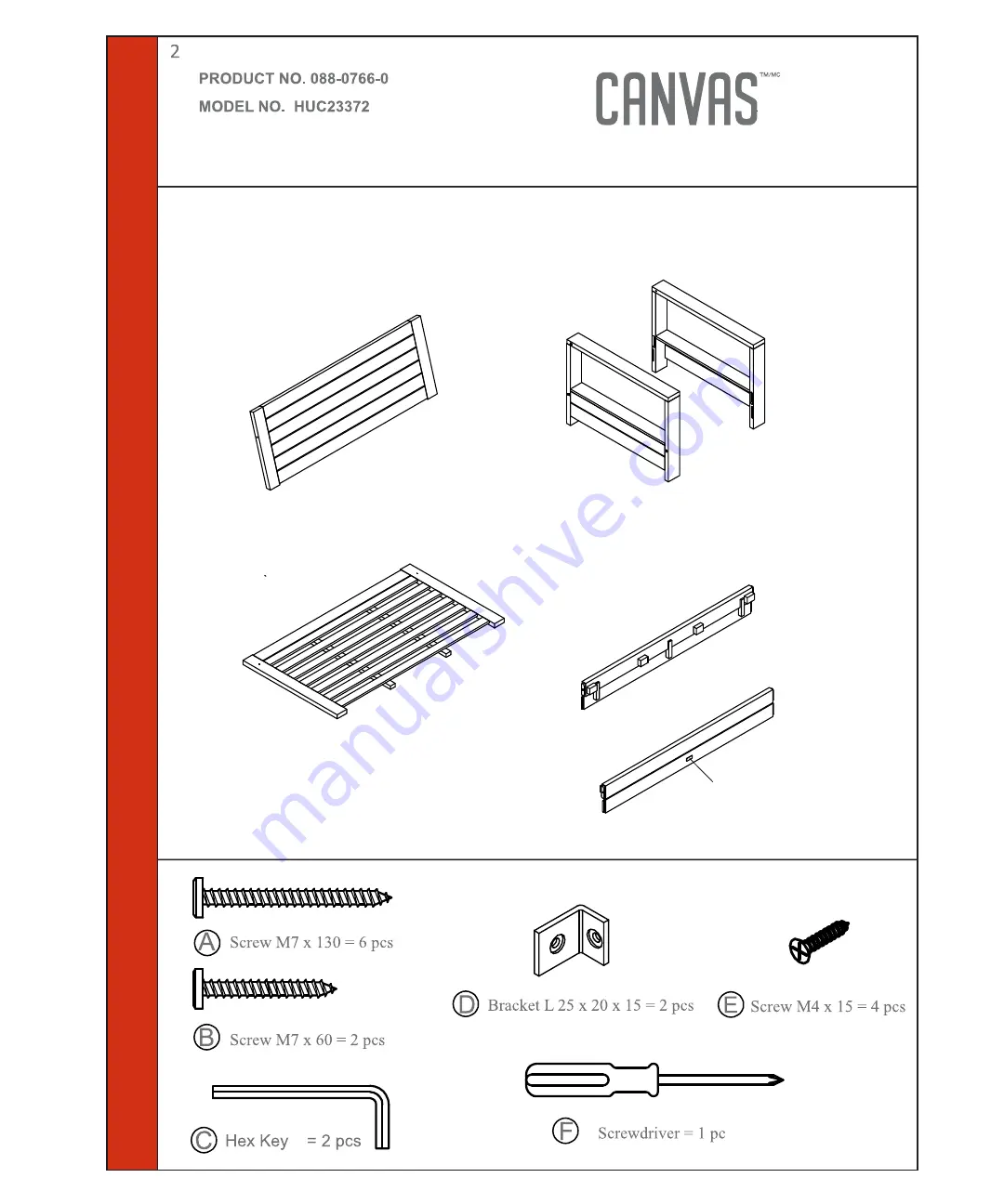 Canvas MODENA LOVESEAT HUC23372 Assembly Instructions Download Page 2