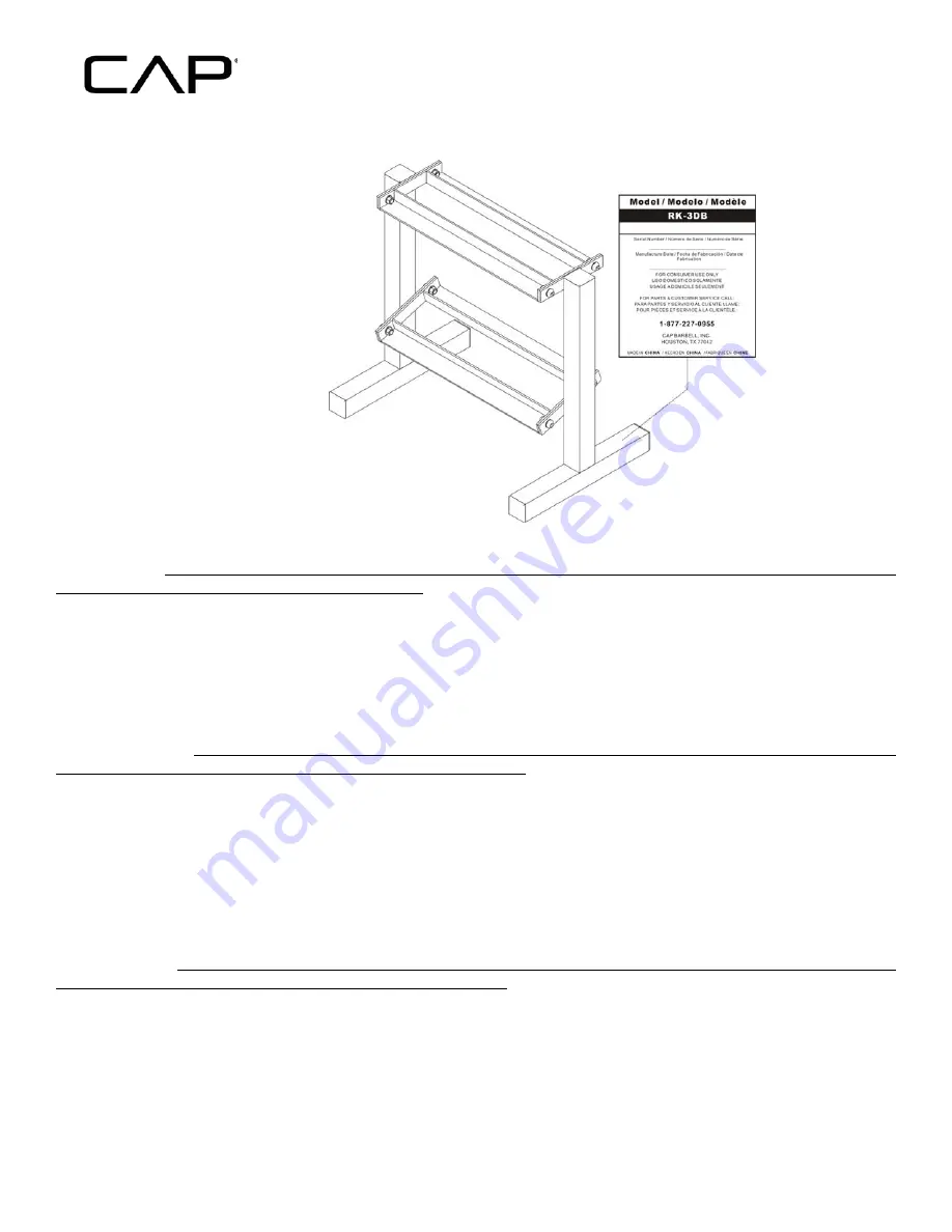 Cap Barbell RK-3DB Assembly Instructions Download Page 1