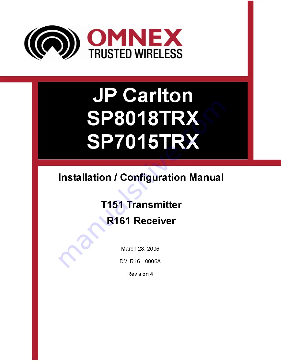 Carlton SP8018 TRX Owner'S Manual Download Page 86