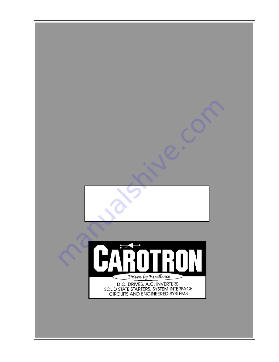 Carotron PI240-000 Instruction Manual Download Page 1