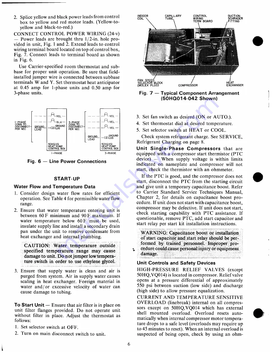 Carrier 50HQ Installation, Start-Up And Service Instructions Manual Download Page 6