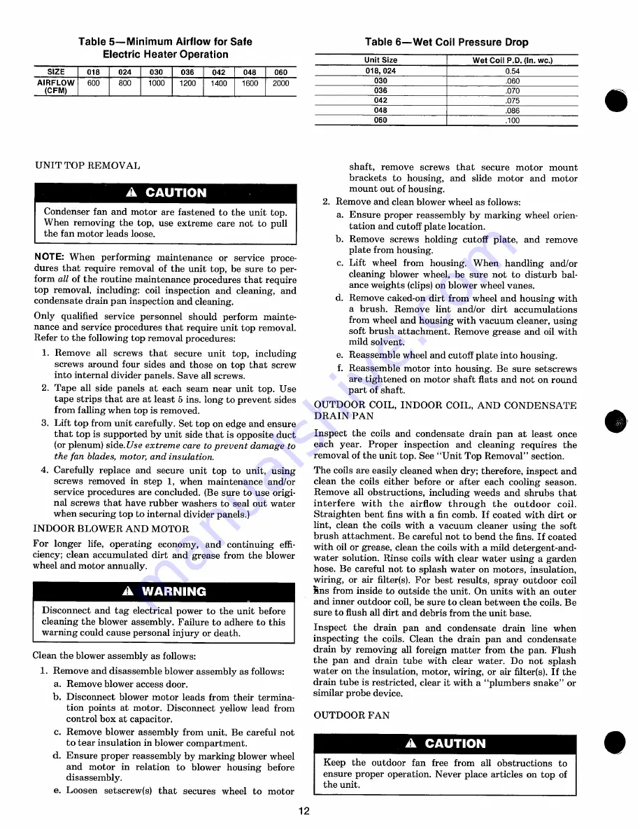 Carrier 50NQ Installation, Start-Up And Service Instructions Manual Download Page 12