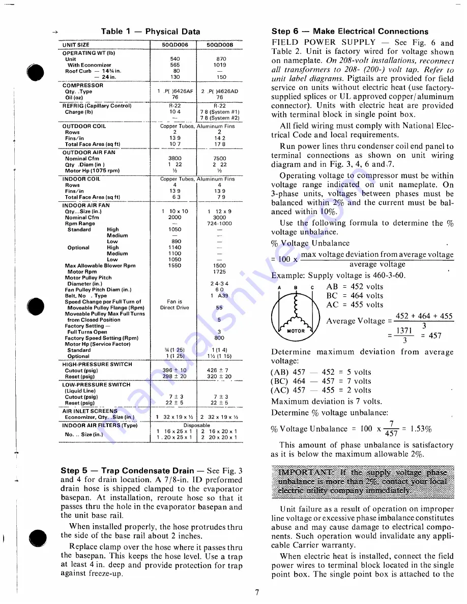 Carrier 50QD Installation, Start-Up And Service Instructions Manual Download Page 7