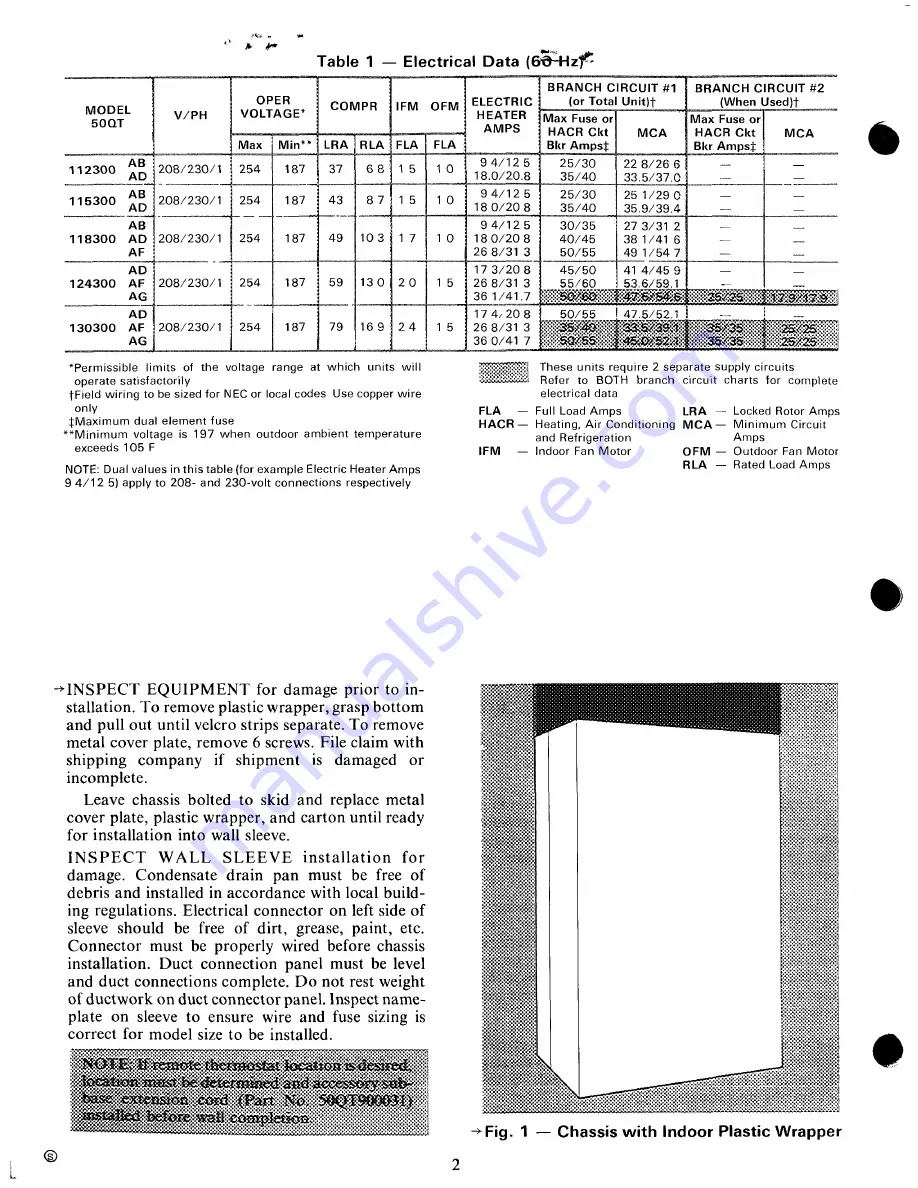 Carrier 50QT Installation, Start-Up And Service Instructions Manual Download Page 2