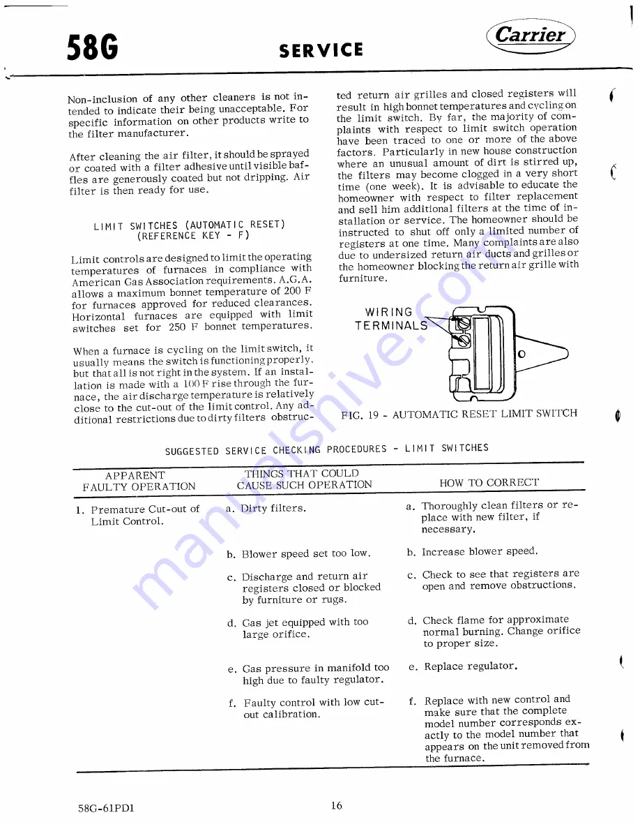 Carrier 58G Service Instructions Manual Download Page 16