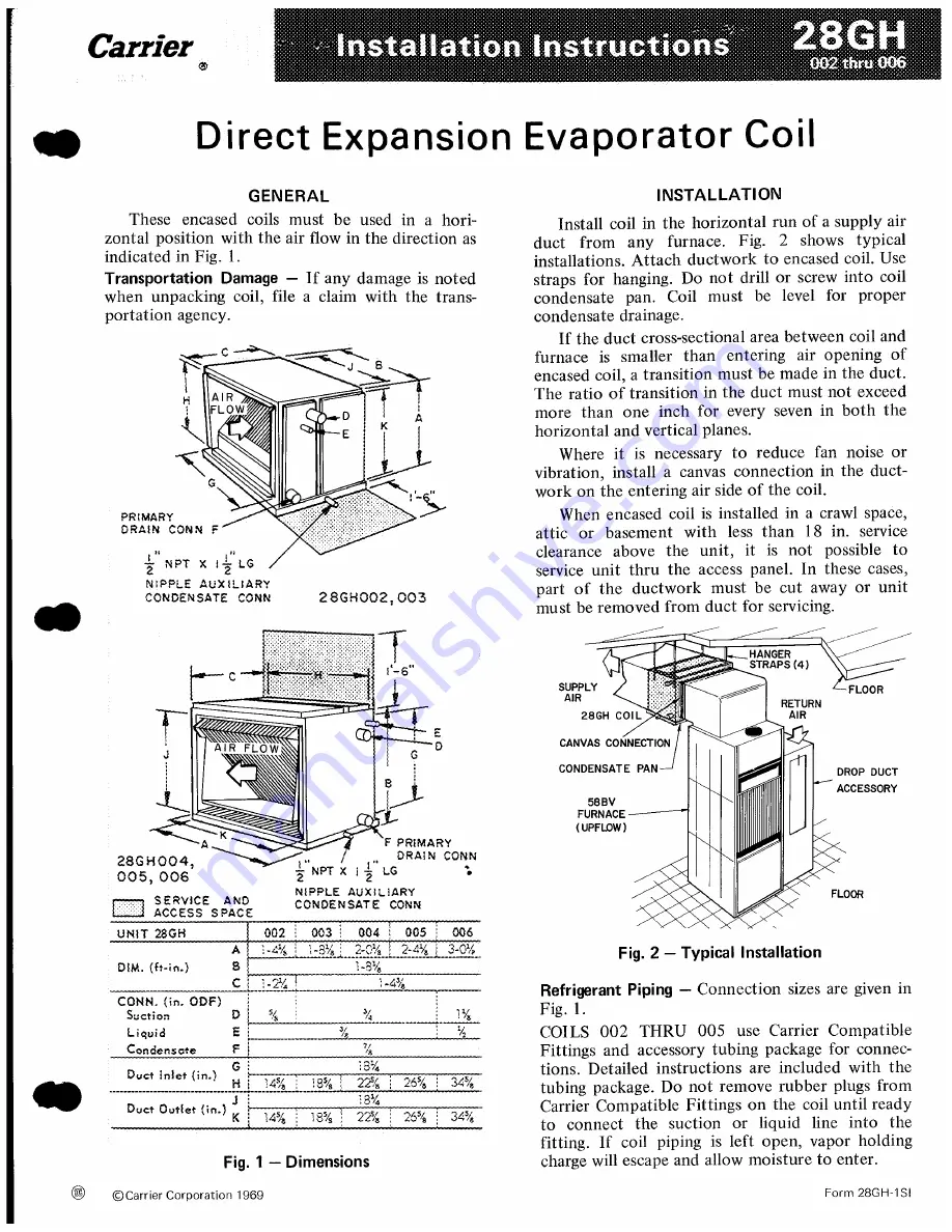 Carrier CARRIER 28GH Installation Instructions Download Page 1