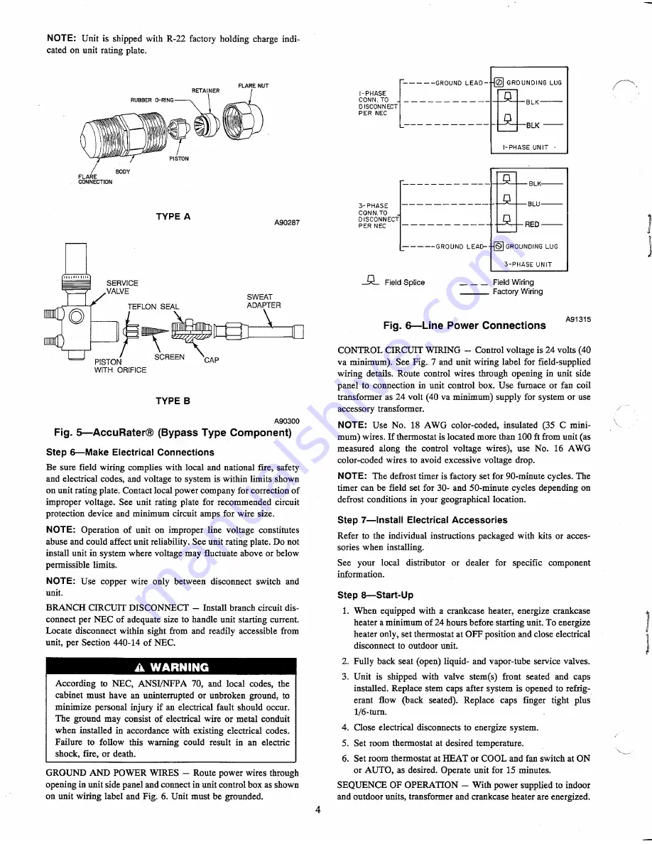 Carrier CARRIER HEATING AND COOLING 38QRA Installation And Start-Up Instructions Manual Download Page 4