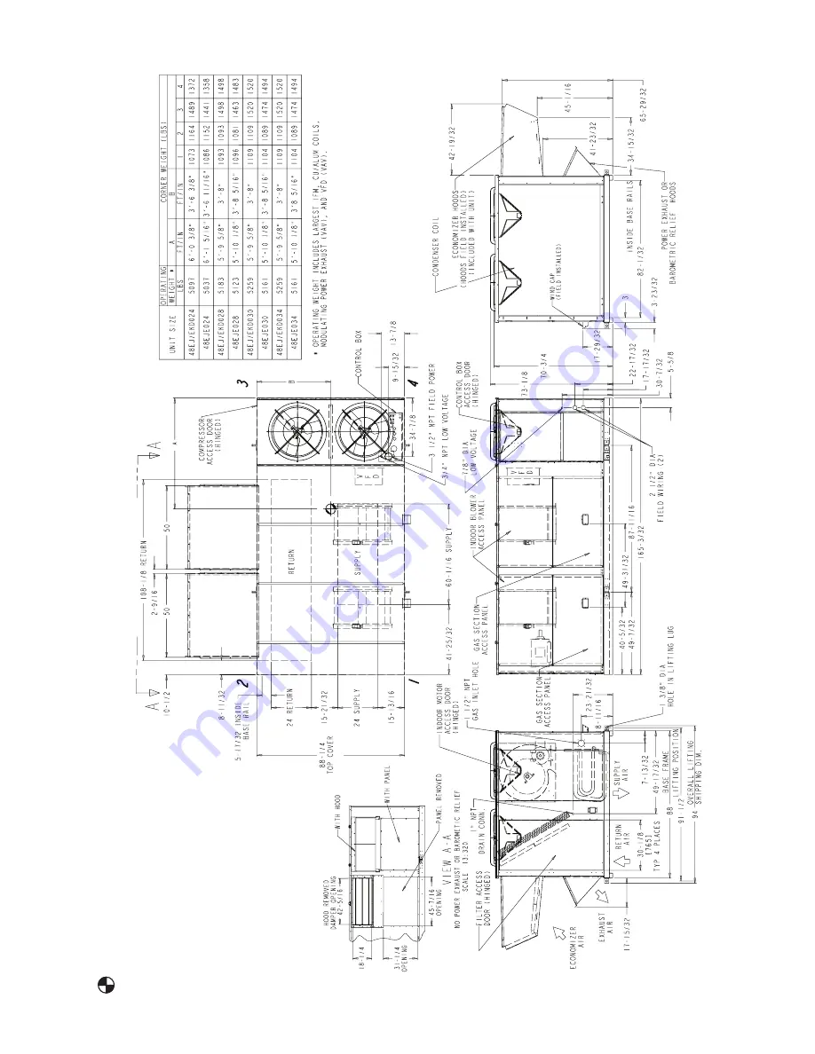 Carrier WEATHERMAKER 48AJ020 Installation, Start-Up And Service Instructions Manual Download Page 13