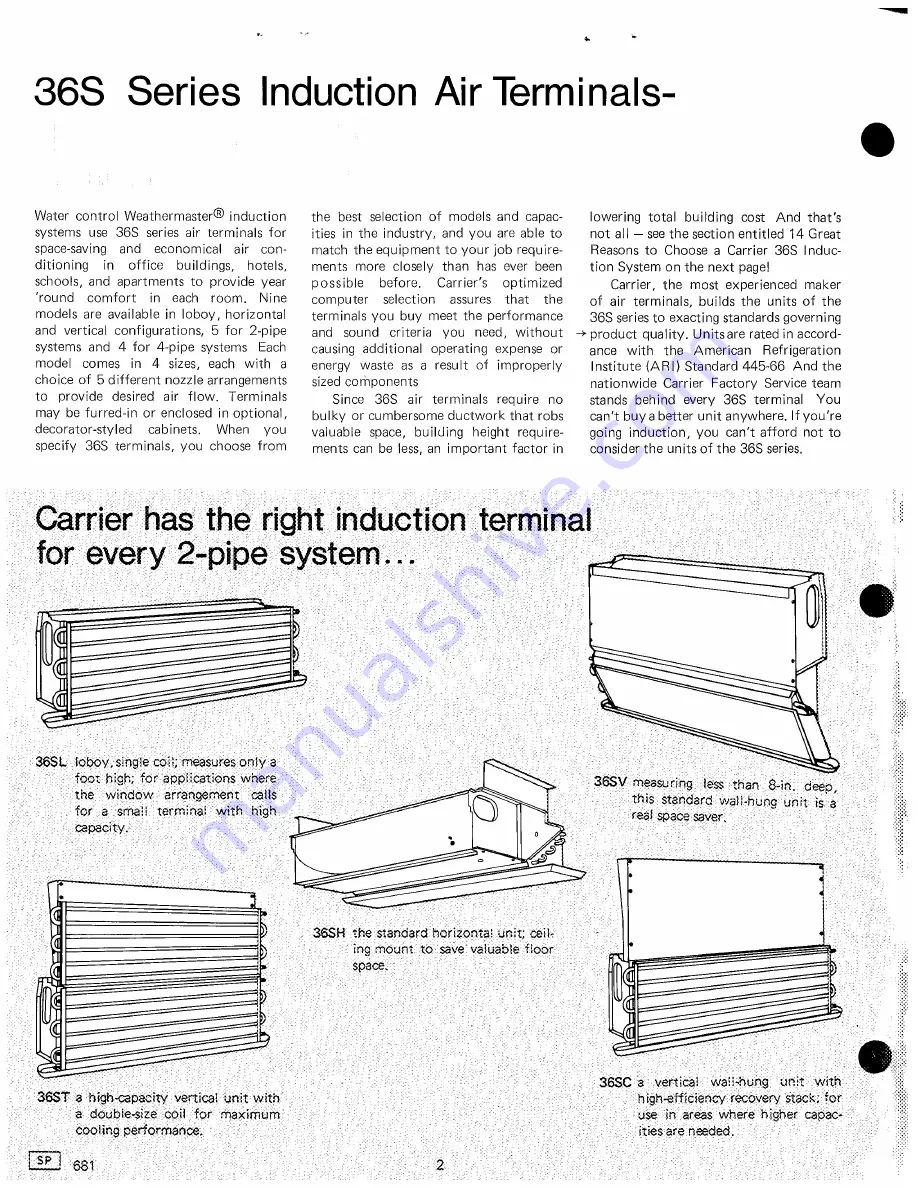 Carrier Weathermaster 36S Series User Manual Download Page 2