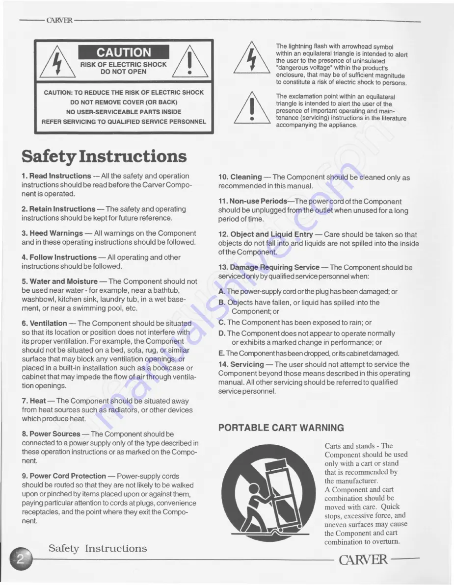 Carver C-1000A Owner'S Manual Download Page 3