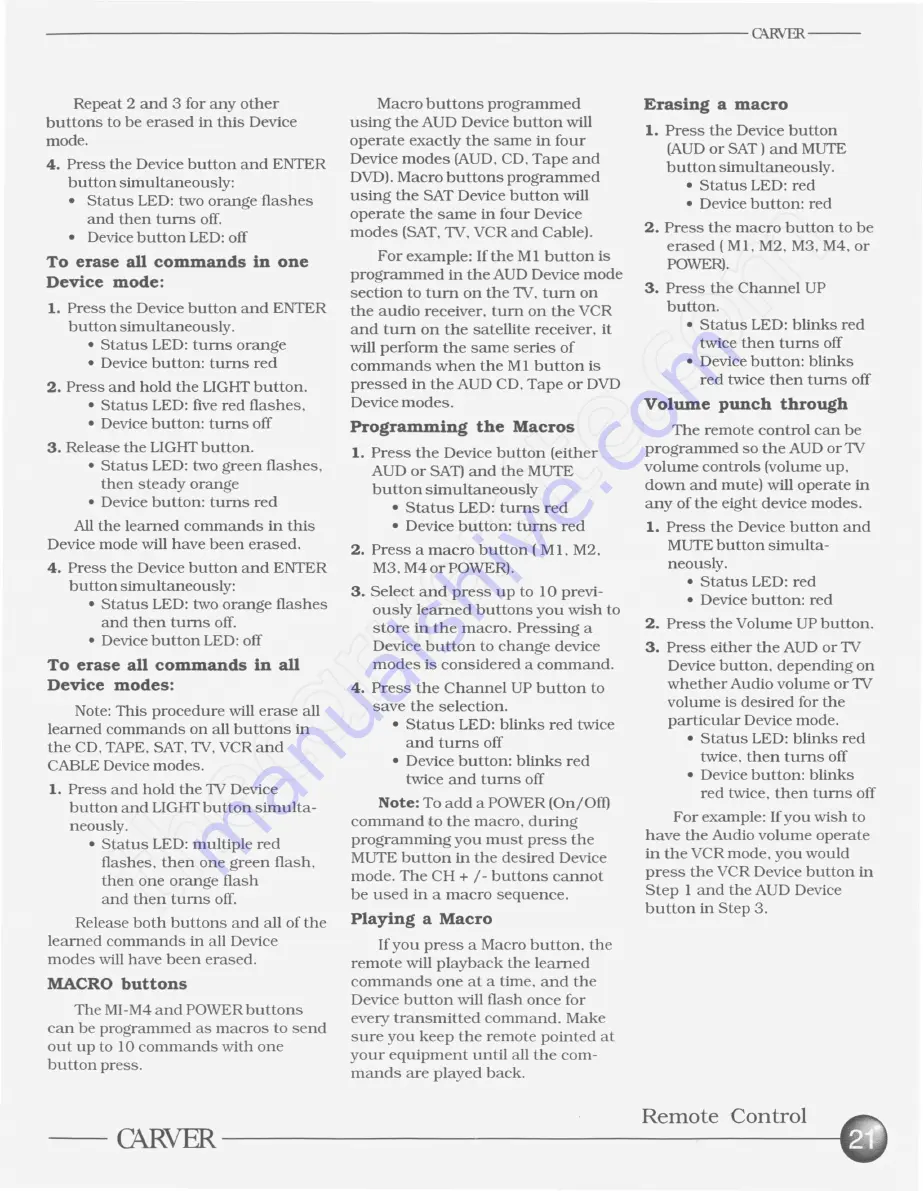 Carver C-1000A Owner'S Manual Download Page 22