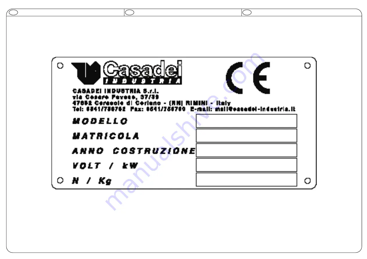 Casadei K 320 Instruction And Maintenance Manual Download Page 4