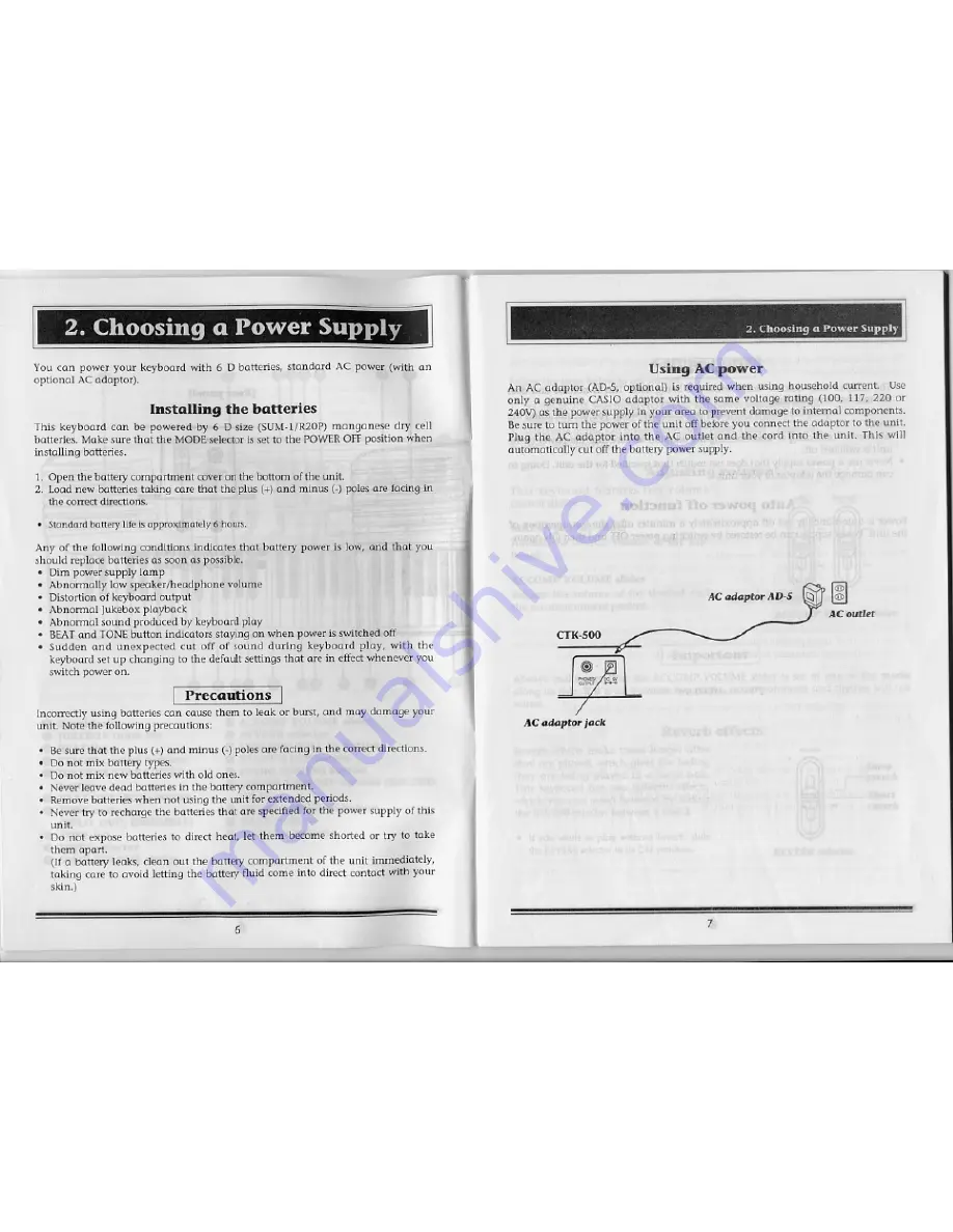 Casio CTK-500 User Manual Download Page 4