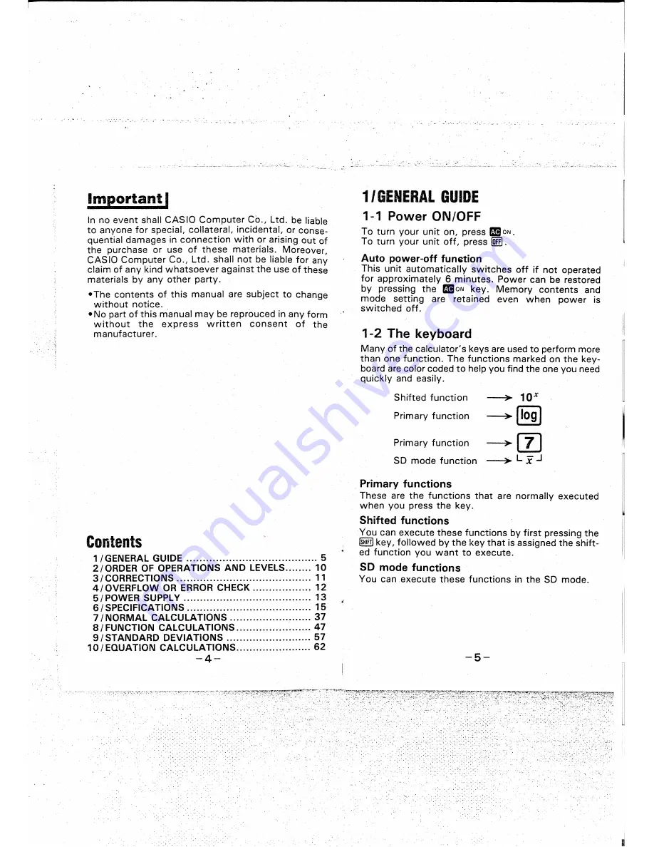 Casio FX-500 Manual Download Page 4