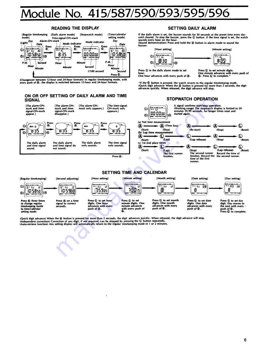 Casio QW-415 Manual Download Page 1