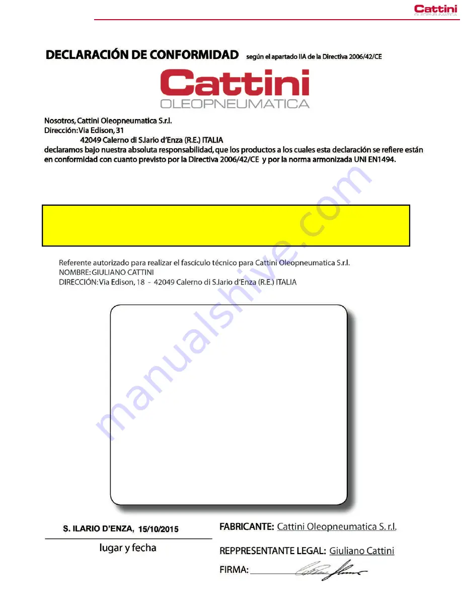 Cattini Oleopneumatica YAK 415/R Operating And Maintenance Manual Download Page 35