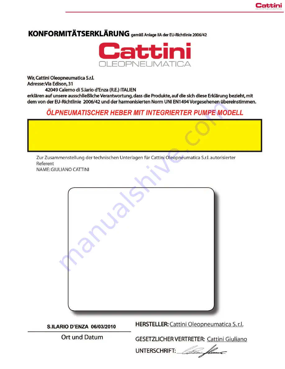 Cattini YAK 510 Operating And Maintenance Manual Download Page 21