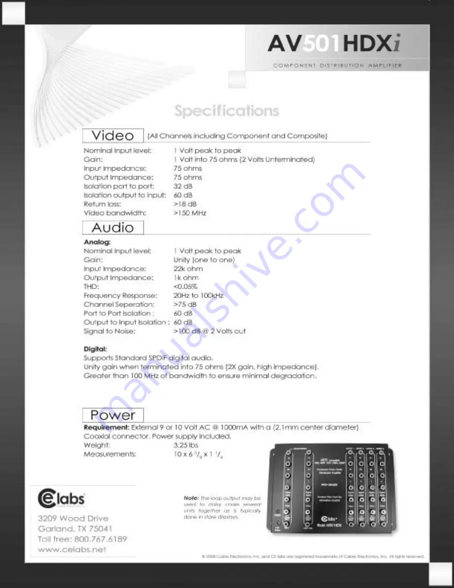 CE Labs AV501HDXi Скачать руководство пользователя страница 2