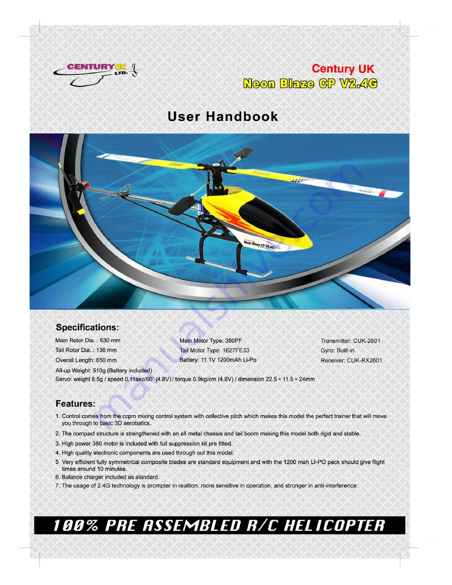 Century UK Neon Blaze CP V2.4G User Handbook Manual Download Page 1