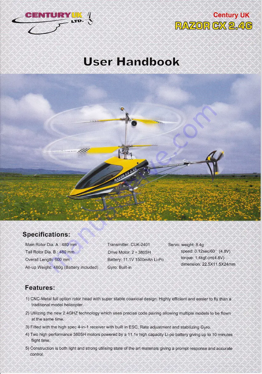 Century UK RAZOR CX 2.4G User Handbook Manual Download Page 1