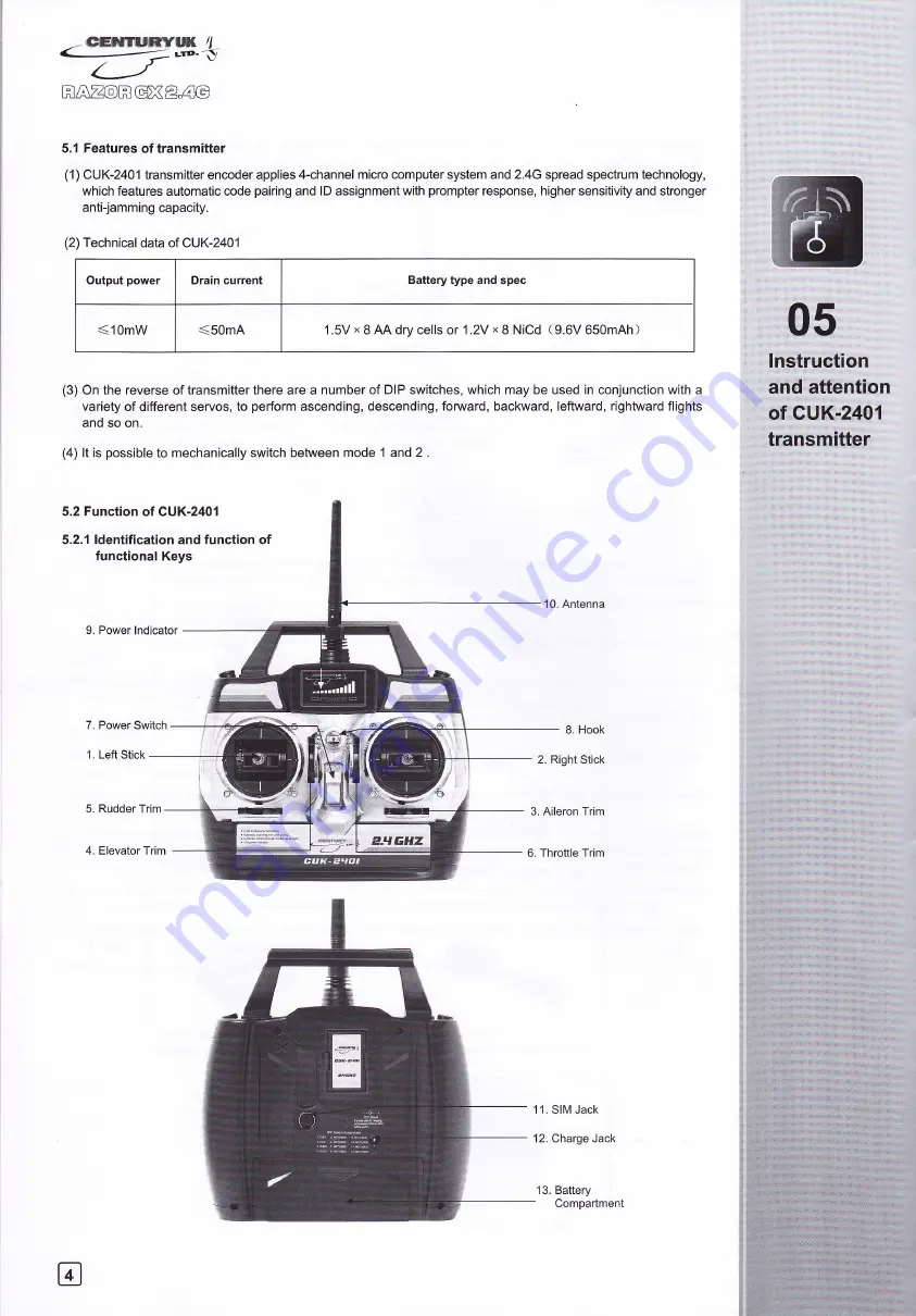 Century UK RAZOR CX 2.4G User Handbook Manual Download Page 8