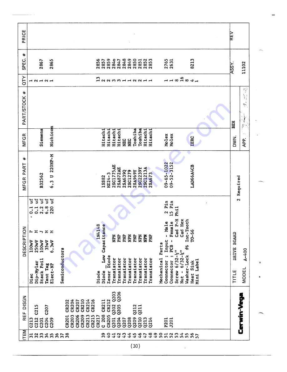 Cerwin-Vega A-400 Service Manual Download Page 32