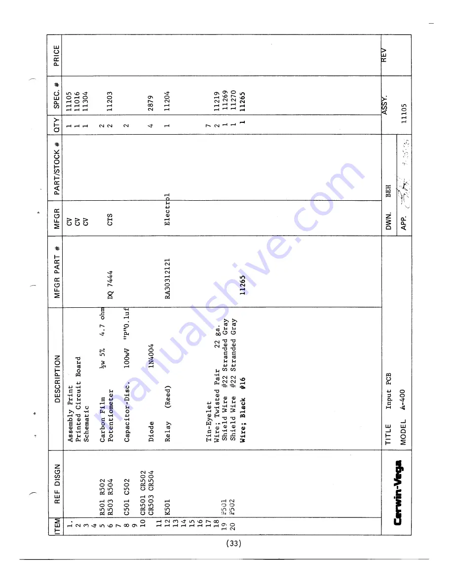 Cerwin-Vega A-400 Service Manual Download Page 35