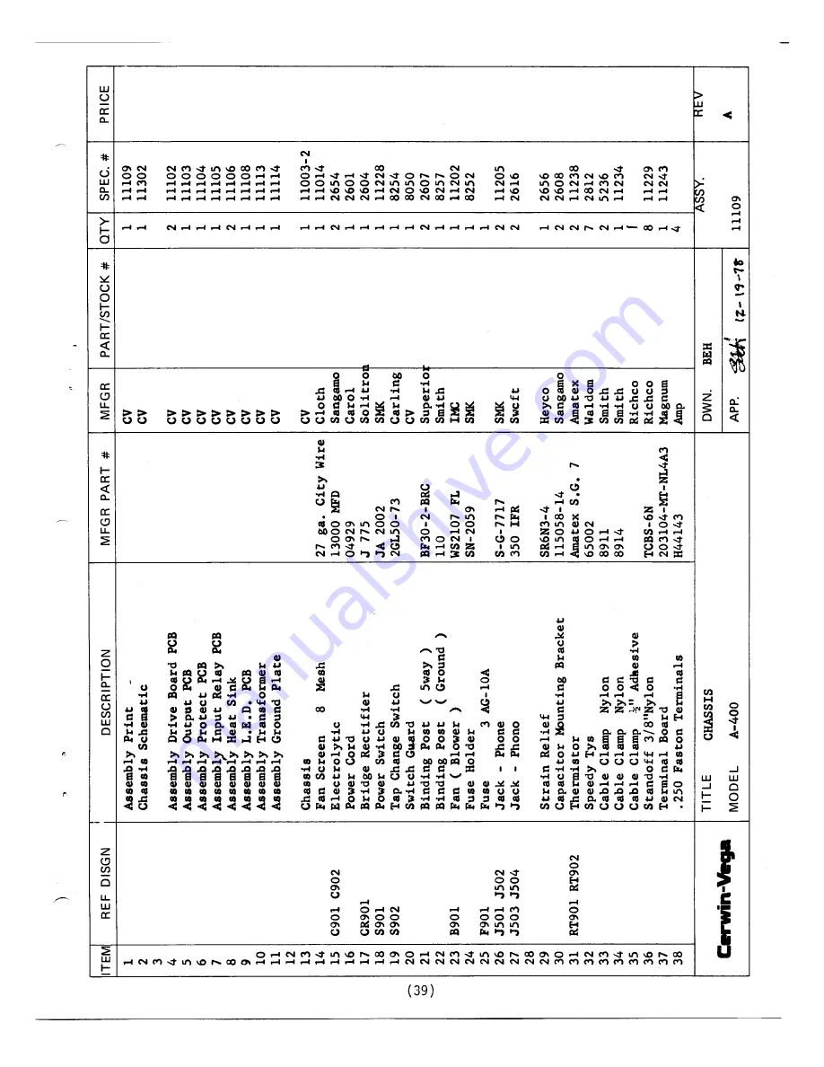 Cerwin-Vega A-400 Service Manual Download Page 41