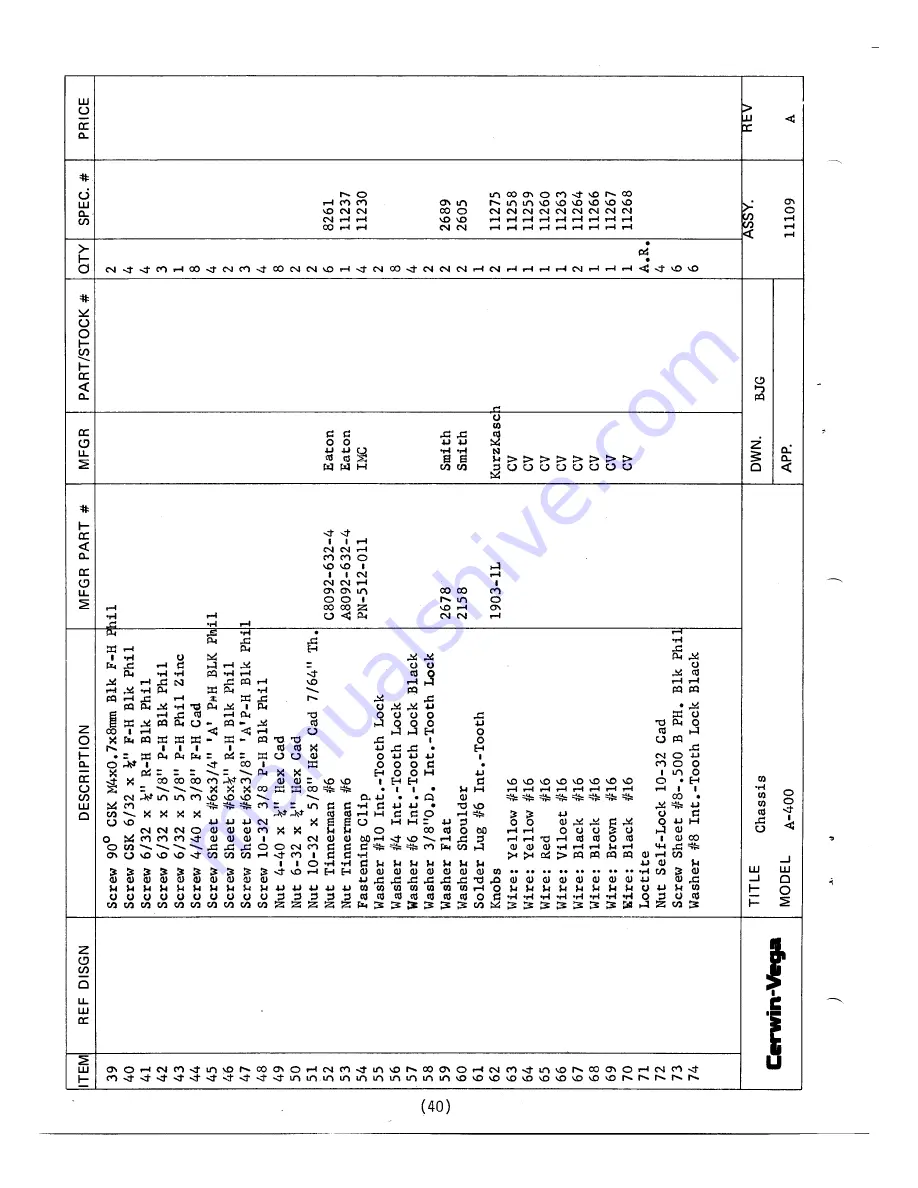 Cerwin-Vega A-400 Service Manual Download Page 42