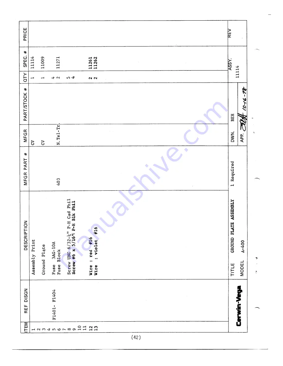 Cerwin-Vega A-400 Service Manual Download Page 44