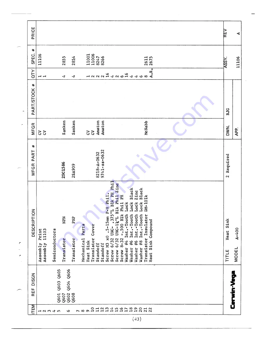 Cerwin-Vega A-400 Service Manual Download Page 45