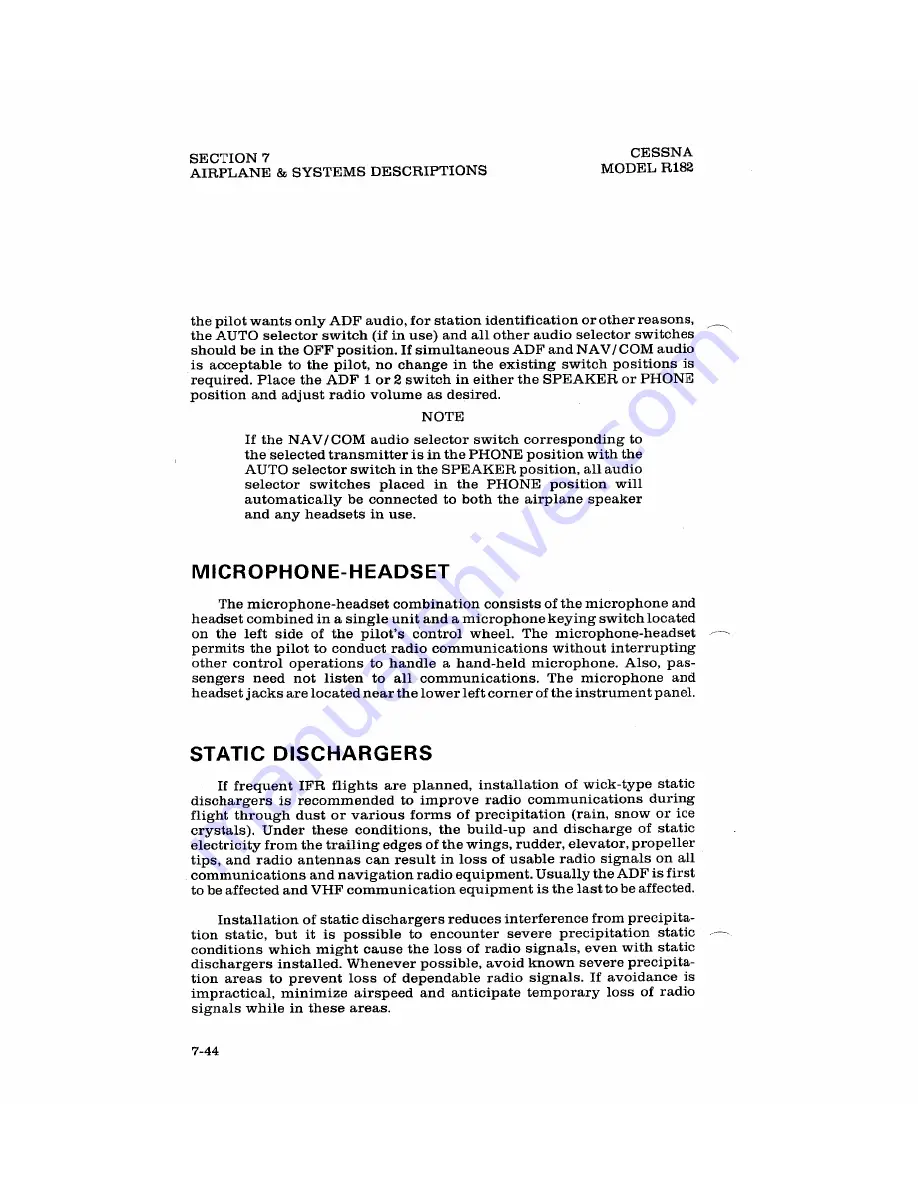 Cessna 1978 Skylane RG R182 Operating Handbook Download Page 170