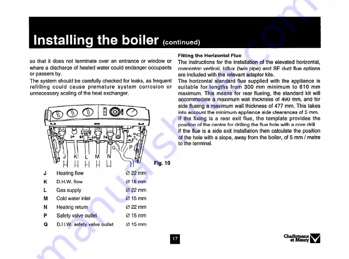 Chaffoteaux & Maury Calydra 100 Installation And Operation Instruction Manual Download Page 17