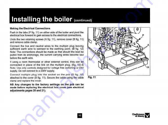 Chaffoteaux & Maury Calydra 100 Installation And Operation Instruction Manual Download Page 18