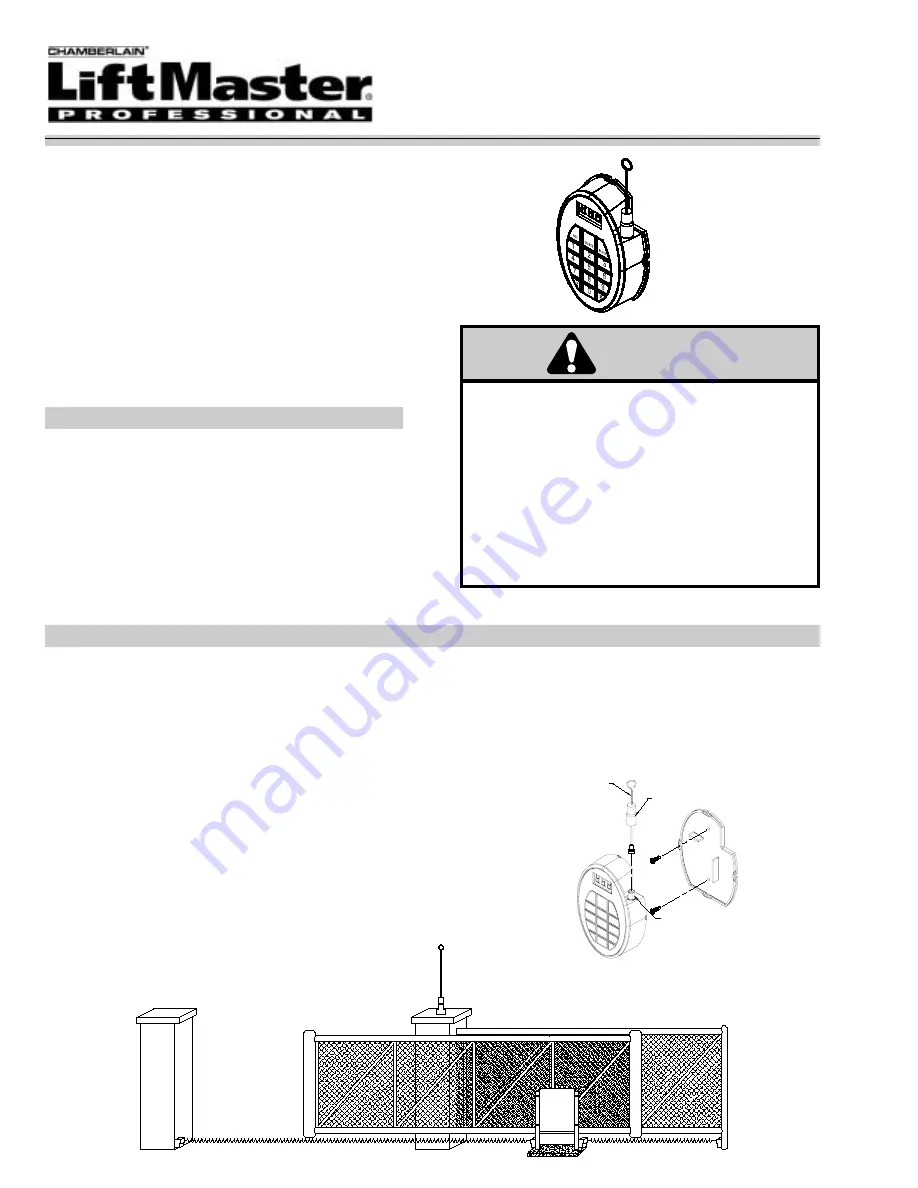 Chamberlain LiftMaster Star250 Manual Download Page 1