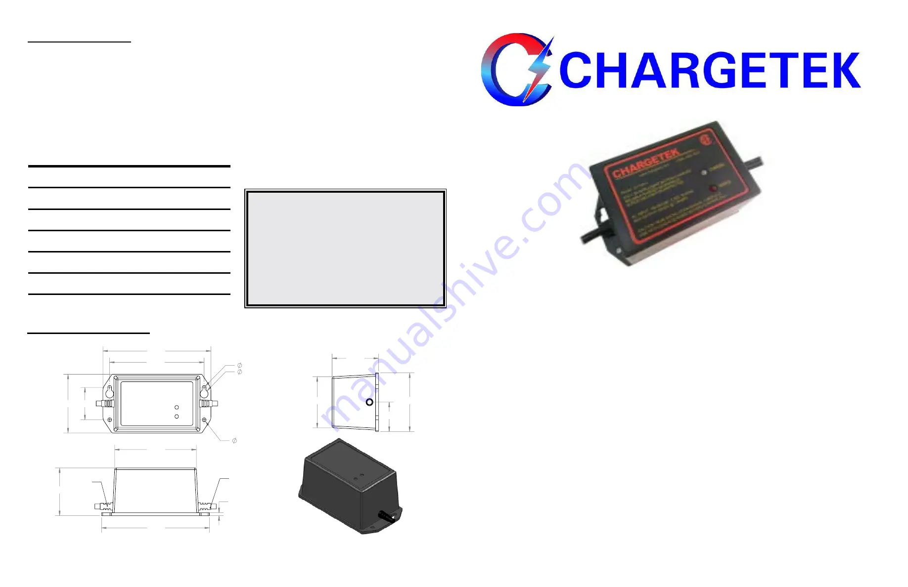 Chargetek CT500-6 Installation Manual Download Page 1