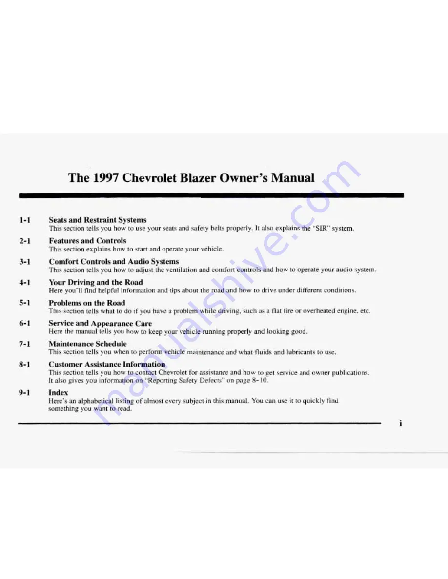 Chevrolet 1997 Blazer Owner'S Manual Download Page 2