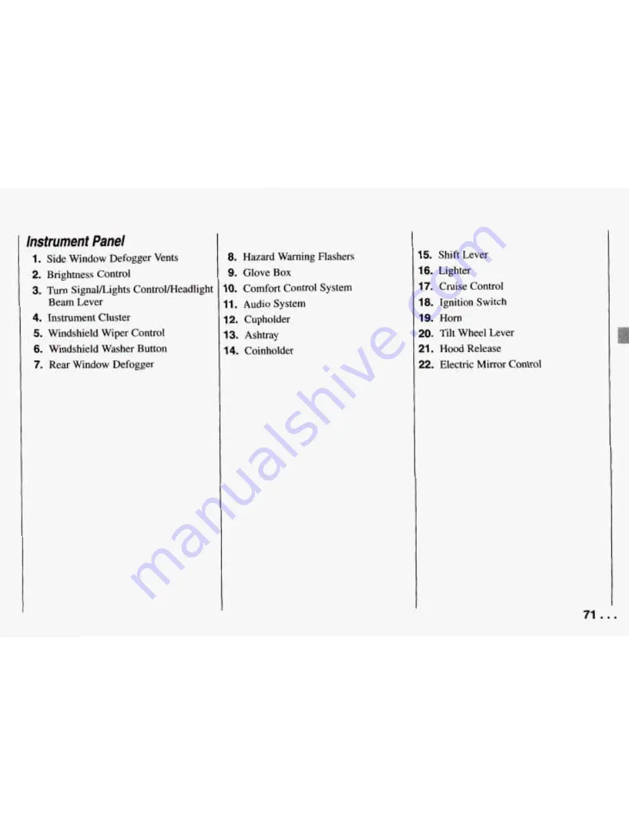 Chevrolet PRIZM 1994 Owner'S Manual Download Page 73